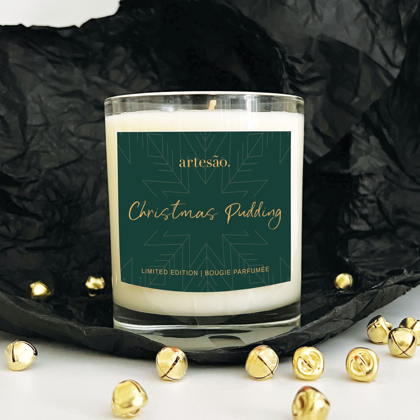 Artesao Candles Christmas Pudding Scented Soy Candle. Limited Edition Luxury candle