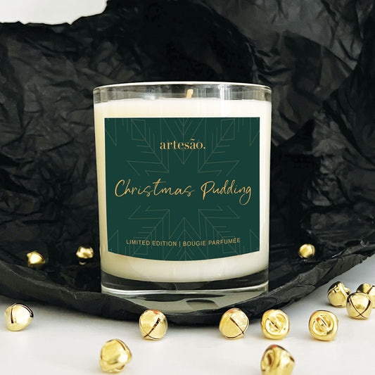 Artesao Candles Christmas Pudding Scented Soy Candle. Limited Edition Luxury candle