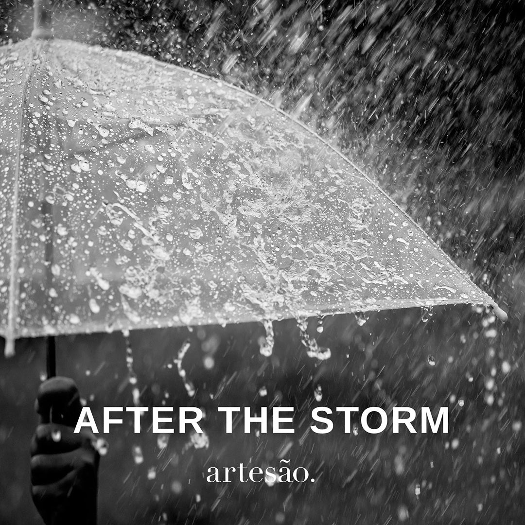After The Storm Candle - Visual black and white rain image