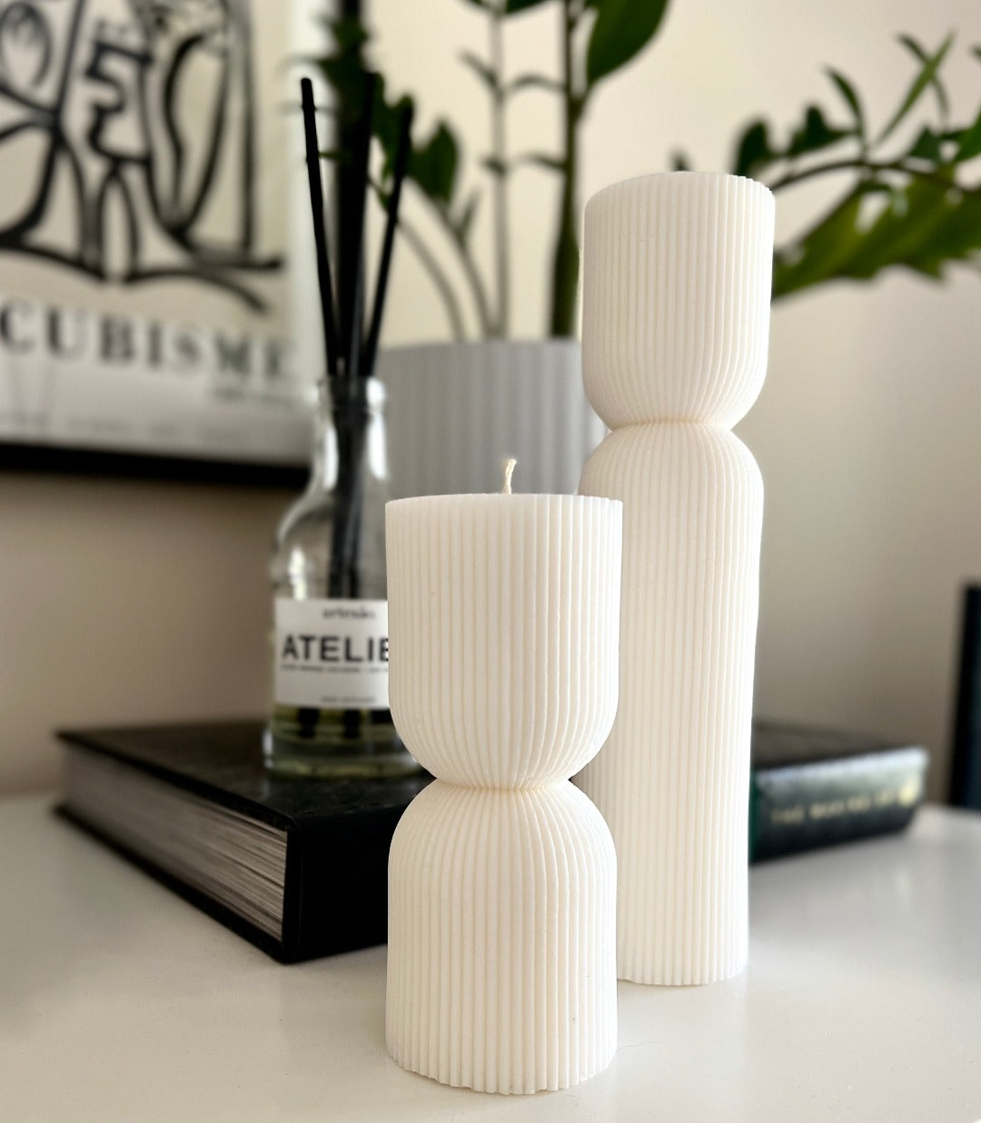 Astrid and Linnea nordic ribbed sculptural candle sets