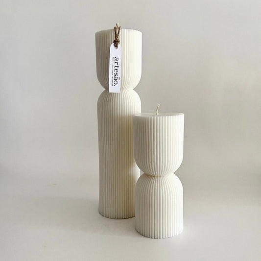 Astrid + Linnea Nordic fluted ribbed candles. handmade by artesao in Australia. Luxury natural wax candles