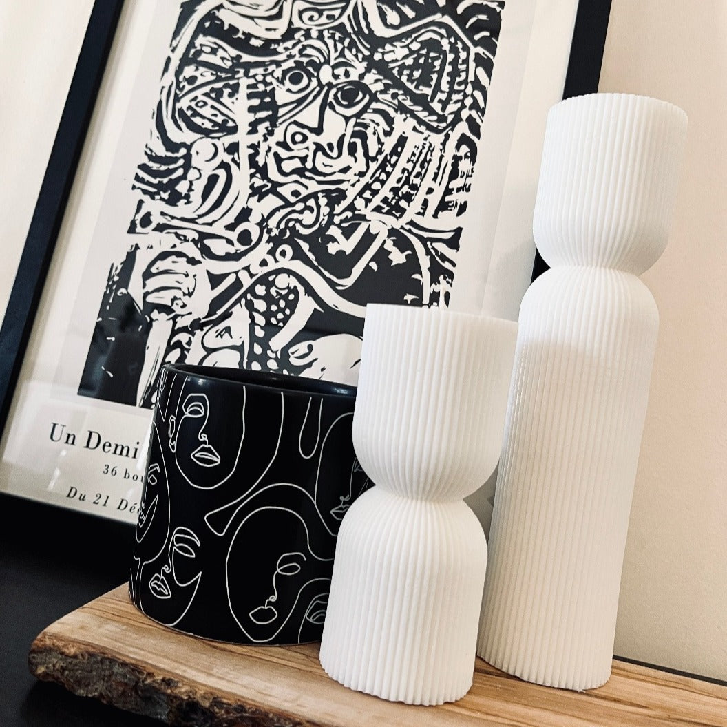 Artesao Nordic Sculptural candles. Handmade ribbed fluted candles